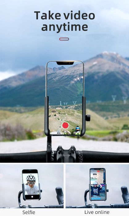 Suport aluminiu telefon Rockbros tija lunga 6 puncte bicicleta trotine