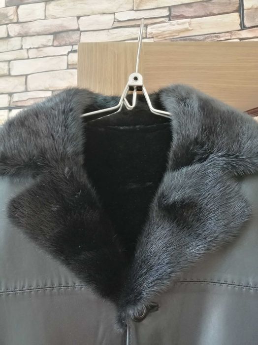 пальто зимнее кожаное мужское