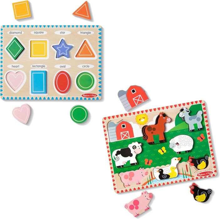 Дървена дъска за активности Дървен пъзел Melissa & Doug - 6 вида