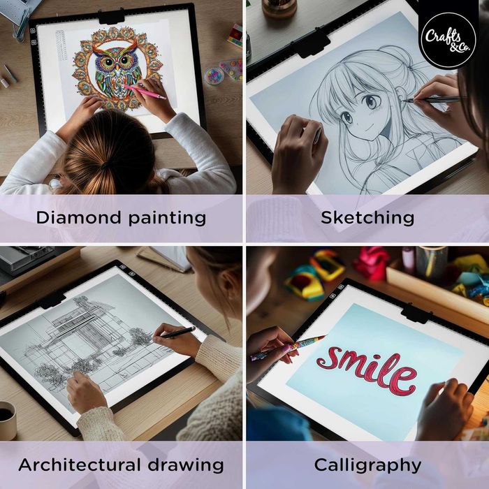 LED Brightpad XL- светлинна подложка за рисуване,скици,размер A3! Нова