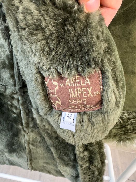 Palton de blana naturala, verde / DAMA / marime 42