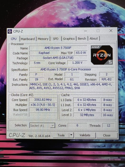 Procesor AMD Ryzen 5 7500f AM5 6 cores 12 threads
