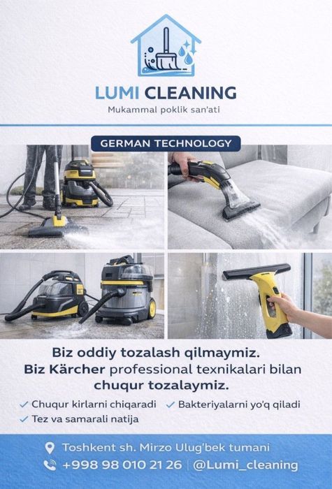 Toshkentda Tezkor va sifatli tozalashXizmatlari – Uy, Ofis, Biznes