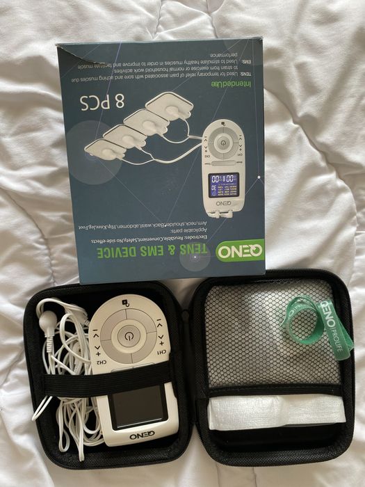Aparat portabil de masaj cu electrostimulare TENS & EMS QENO Pro Life+ 8 electrozi(fizioterapie/masaj) ,ca NOU
