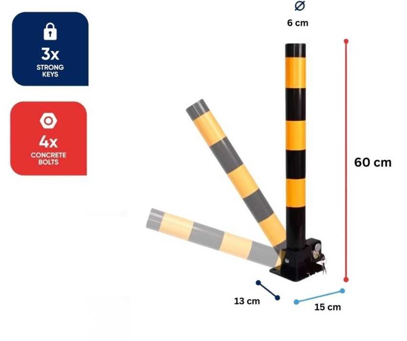 Сгъваем стълб за паркомясто 60 см със заключване и 3 ключа