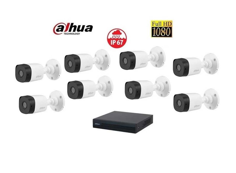 8 канален комплект DAHUA DVR XVR + 8 Full HD  1080P камери DAHUA