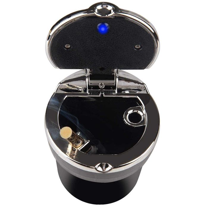 Scrumiera auto cu lumina LED activare automata montare in suport pahar