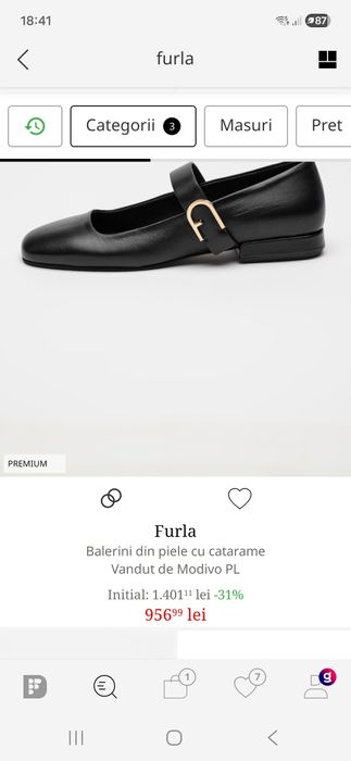 Balerini dama Furla piele naturala, mărimea 39 - stare impecabila