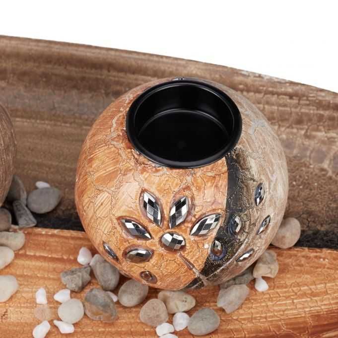 Комплект свещник декорация за маса, Декоративни камъни свещи