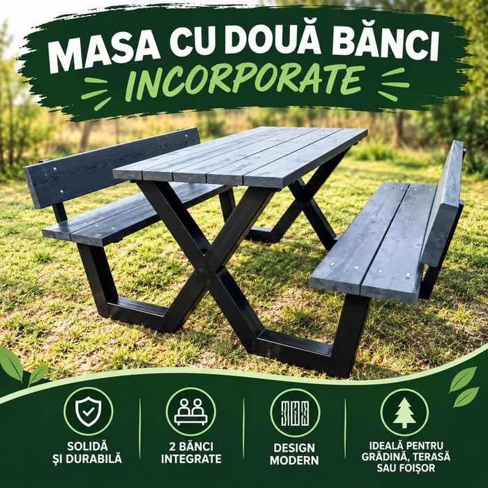 Masa cu două bănci incorporate