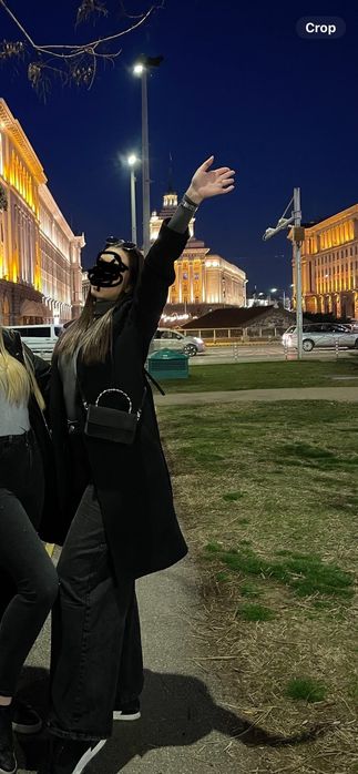 Дамско палто Strativarius с филцова текстура и колан