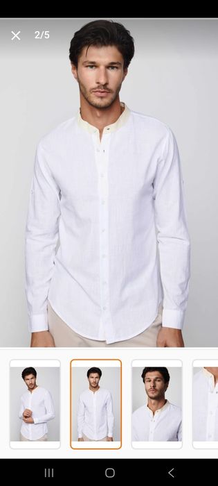 Мъжка Бяла риза 100% памук и лен