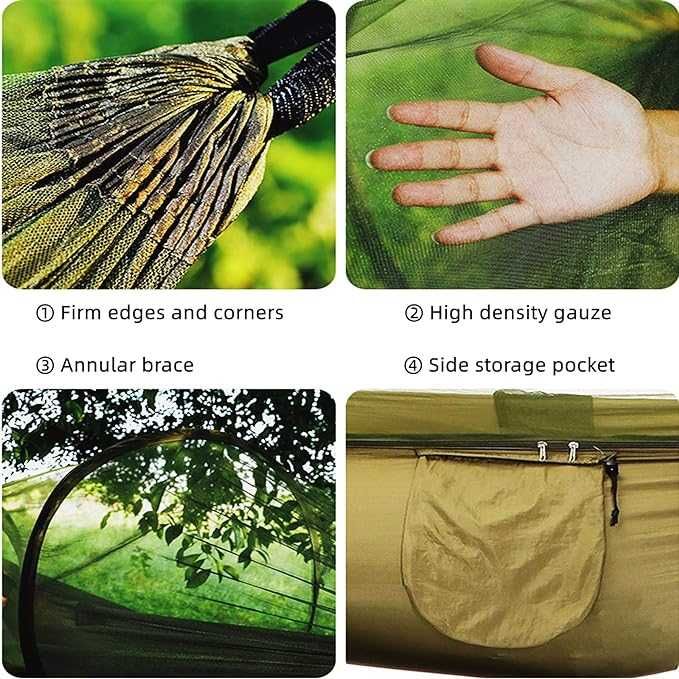 Водоустойчив Двуместен Хамак с Мрежа Против Комари до 250кг+ раница