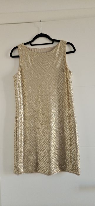 Rochie aurie Stefanel elegantă scurta cu paiete
