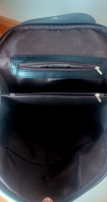 Rucsac negru nou din piele naturala-Silviarosa( 30× 33× 13 cm)