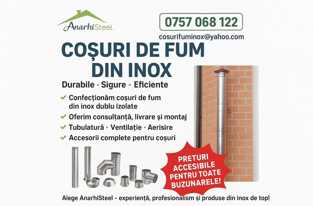 Coșuri pentru fum din inox dublu izolate