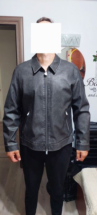 Geaca de sezon Jack&Jones de piele cu eticheta