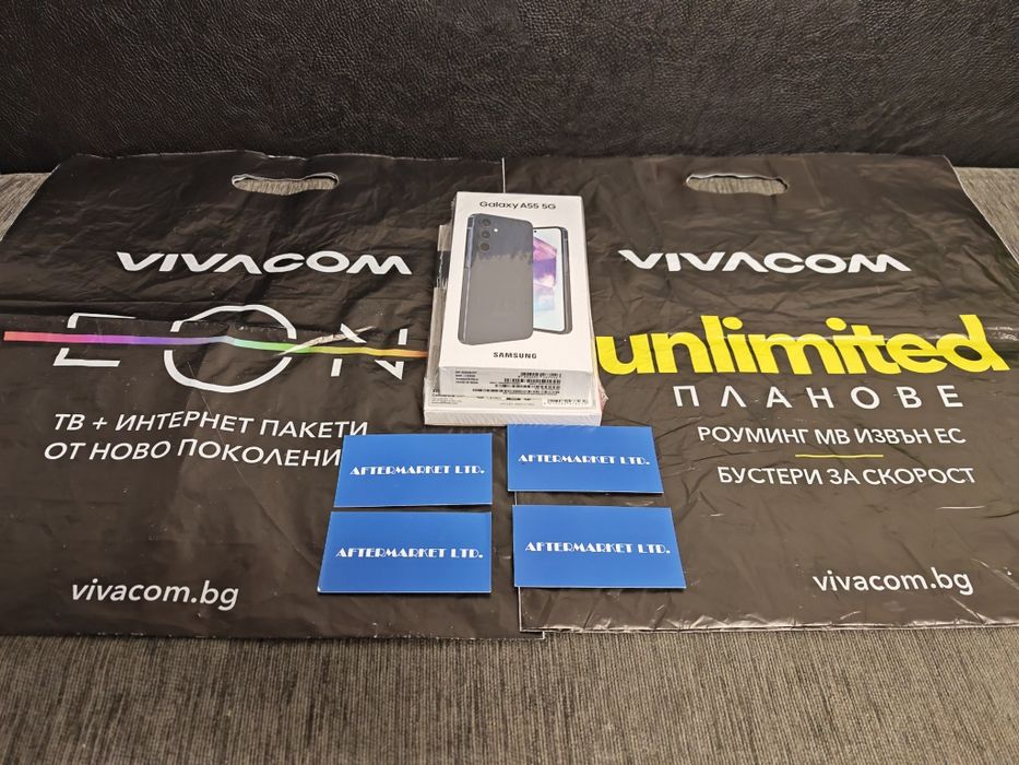 ЗАПЕЧАТАН 128GB Samsung A55 6GB 5G ВИВАКОМ Гаранция 2г. Navy