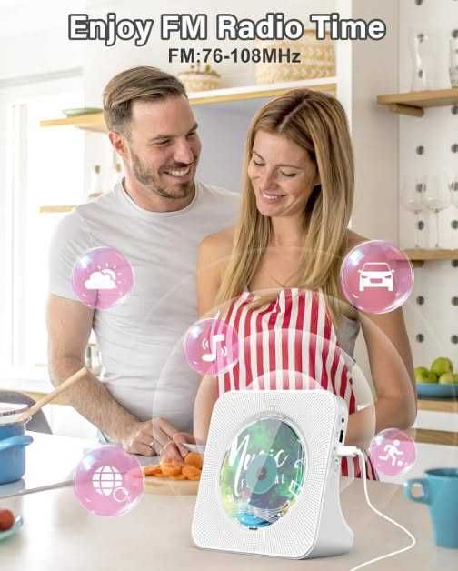 CD плейър Greadio KC-806, Bluetooth 5.0, мултифункционален CD плейър с високоговорители
