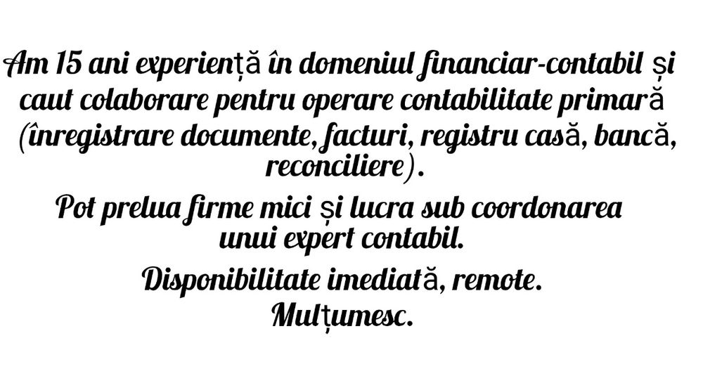 Caut colaborare cu experti contabilii