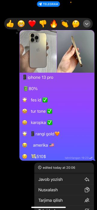 iphone 13 pro gold 128 80%