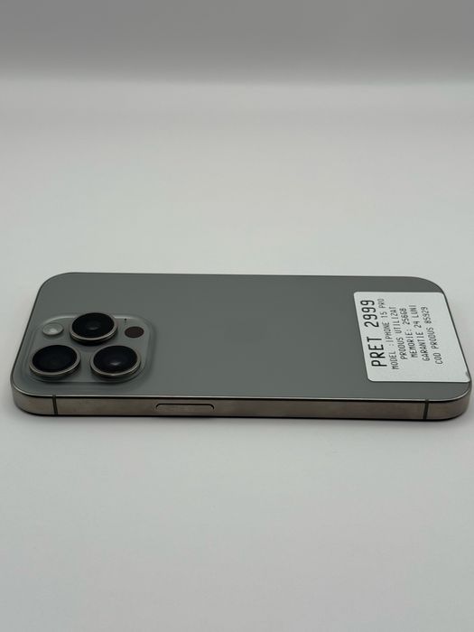 MAGAZIN VINDEM IPHONE : iphone 15 pro |  256 GB | silver | foarte bun | 24 luni garantie