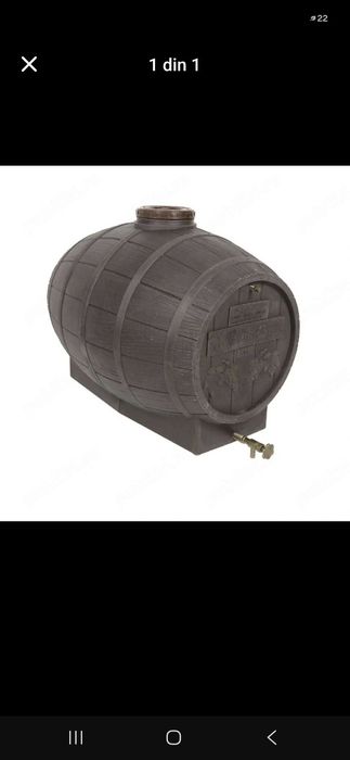 Vand Butoi plastic alimentar, pentru vin, cu capac, 200 litri, maro D 62 cm + canea si aerisitor