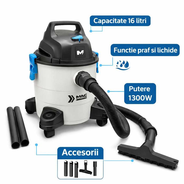 Aspirator lichide 16L 1300W MAC puternic profesional