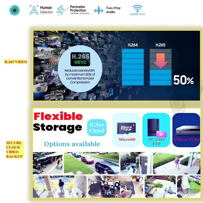 IP Вътрешна 2MP куполна камера Двупосочно аудио със сензор за движение