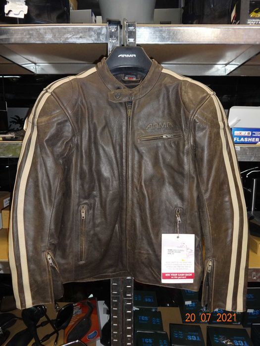 Ново ! Кожено мото яке Arma мото мотор чопър турист