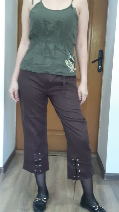 Летние льняные укороченные,44-46 брюки,