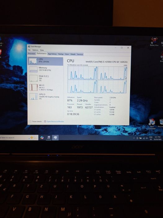 Laptop Acer Aspire V5-573, i5-4200U, 8 GB,  ssd 256 GB,  bateria ok,  15.6 "