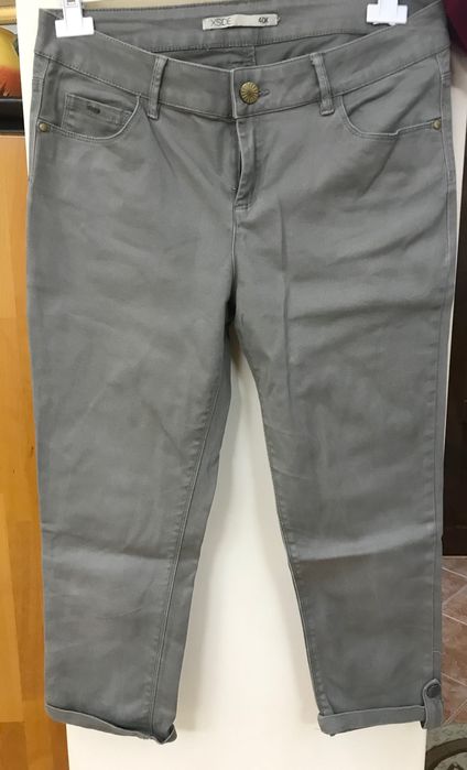 Pantaloni 3 sferturi gri-khaki