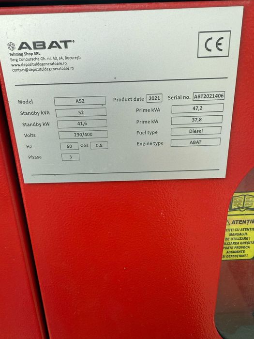 Generator de curent diesel 300h de functionare