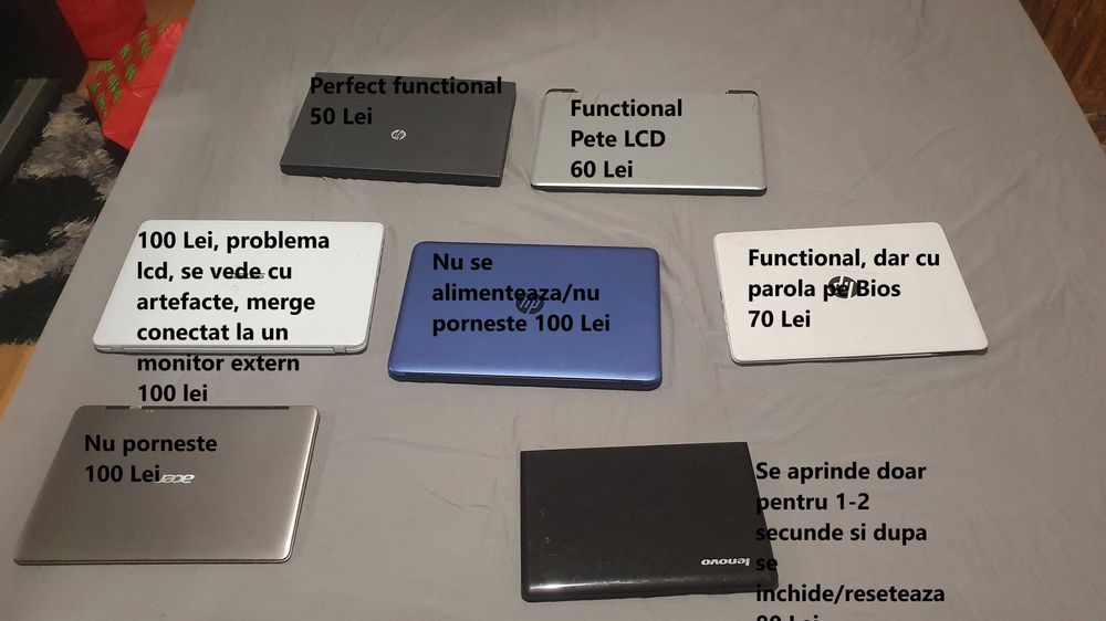 Laptopuri Hp,Lenovo functionale si pentru piese/reparat