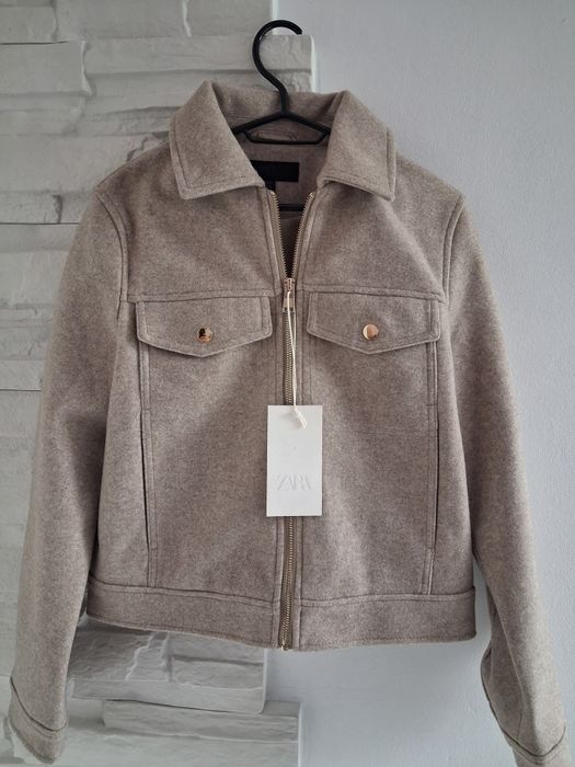 Палто с косъм  кожено и двулицево яке    Zara