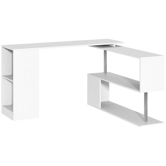 Birou Modern Forma Flexibila , 360 grade , Alb/Negru , HOMCOM