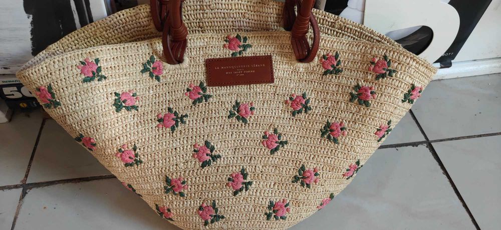 Sezane Justin рафия кошница чанта