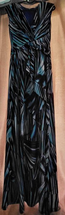 Rochie ETIC de vara lunga, decoltata, albastra, marimea 34
