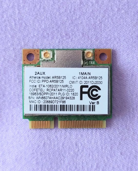 Placa de retea wireless Wi-Fi Atheros model : AR5B125