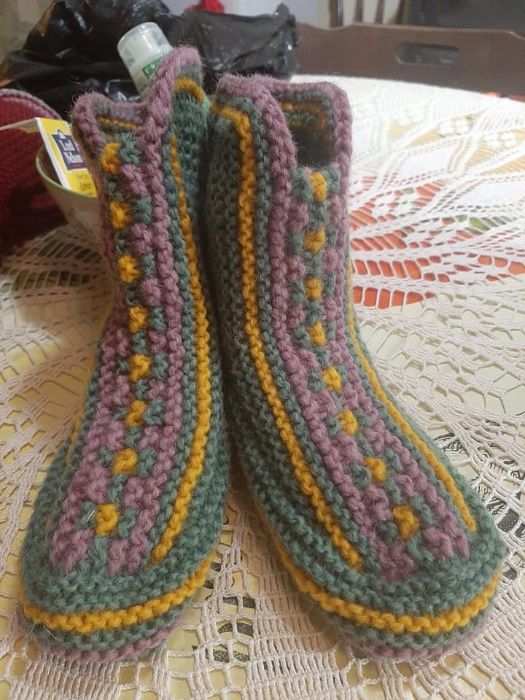 Плетени вълнени домашни ботушки дамски, мъжки, детски