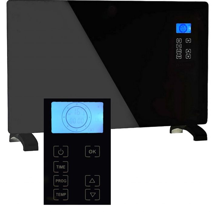 Електрически конвектор Heltes 2000W – Стилен и ефективен отоплителен уред с LCD дисплей и седмично програмиране, 53903
