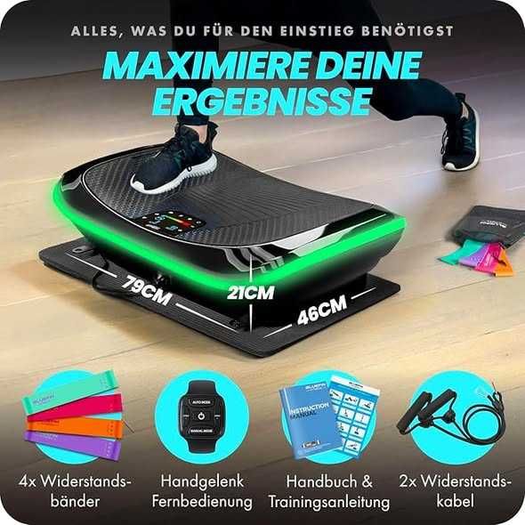 Bluefinn Fitness Placă vibratoare 4D cu 3 motoare