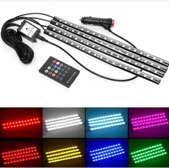 Kit Banda Led Rgb Interior Auto Lumini Ambientale picioare  48 Led