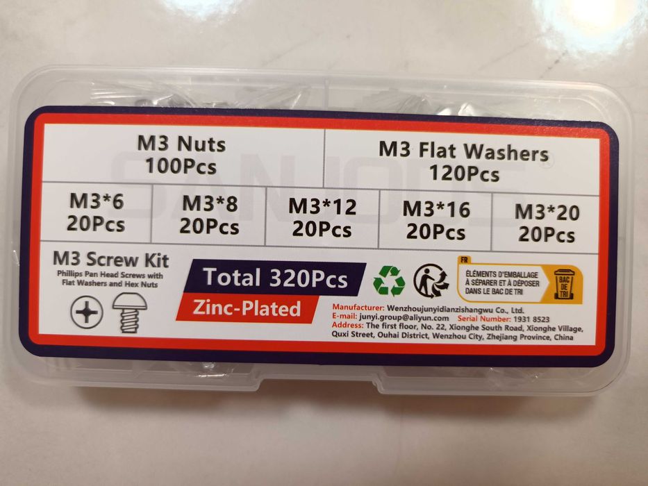 Комплект 320 или 440 части, болт 2мм и 3мм, гайка, шайба, болтчета