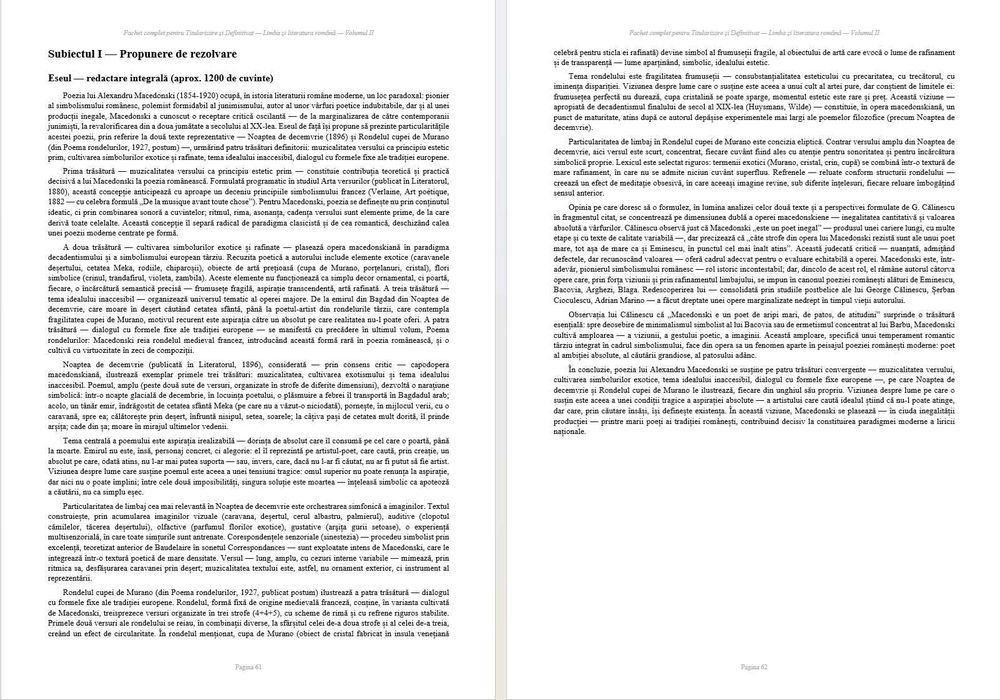 Pregatire Titularizare si Definitivat Limba si Literatura Romana – Sinteze + Subiecte rezolvate (2017–2026), 2 volume, ghid complet pentru profesori