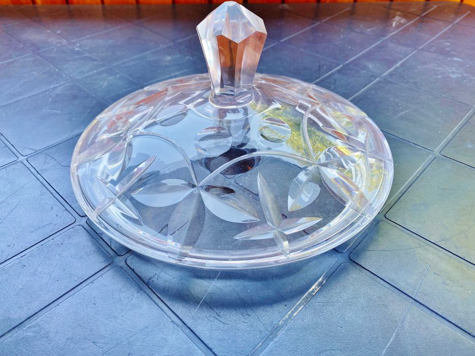 Нов Масивен Голям Кристален съд и Комплект Кристални чаши за Боле/Пунш