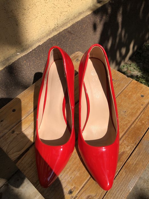 Pantofi lac roșu cu toc 9 cm