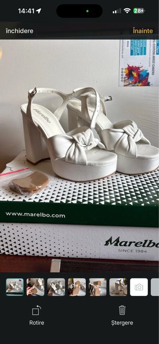 Pantofi Marelbo mireasa albi din piele