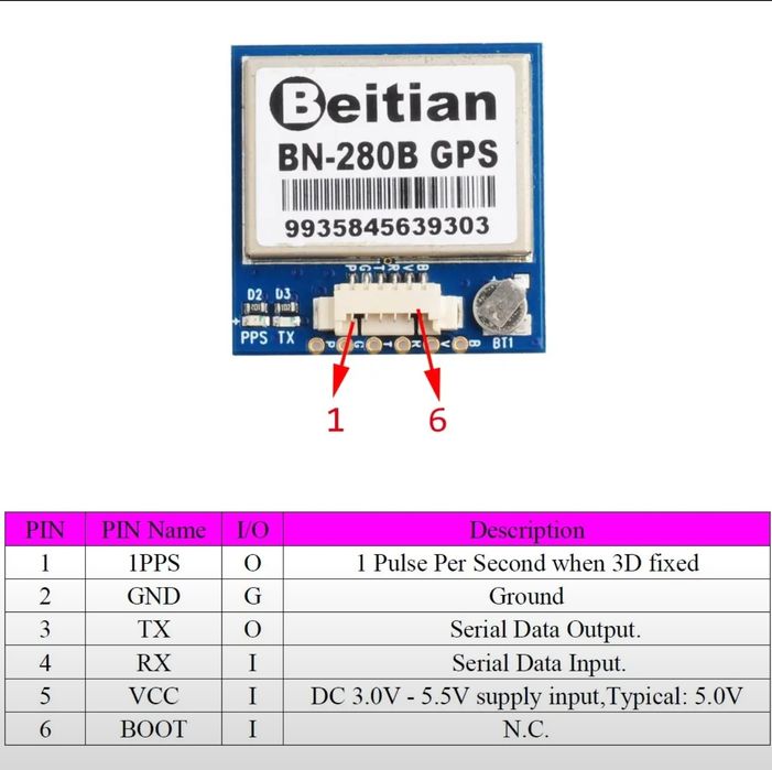Beitian BN-280B RS-232 GPS Глонасс Модуль GNSS 4M Flash NMEA-0183